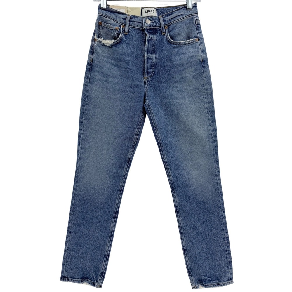 NWT AGOLDIE Riley Long High Rise Straight in Cove Size 24 Organic Cotton